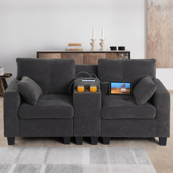 Ebern Designs Chikamso 70.8"W Upholstered Loveseat With USB Ports & Cup